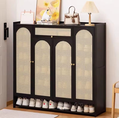 Black Wooden Bamboo Shoe Rack Gha