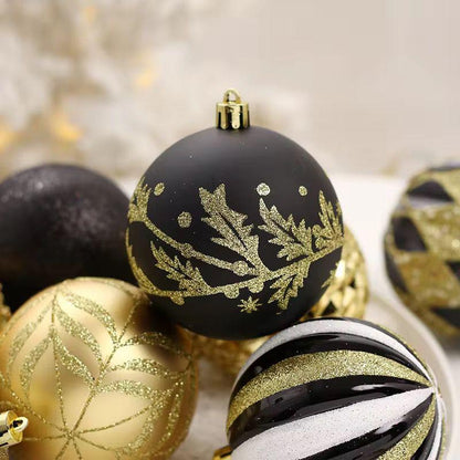 16Piece Black and Gold Christmas Balls Ornament Set