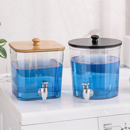 Acrylic Laundry Detergent Dispenser with Bamboo Lid And Tap