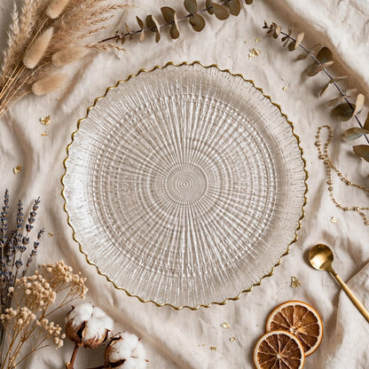 6Pcs Sunburst Glass Dinner Plate Set