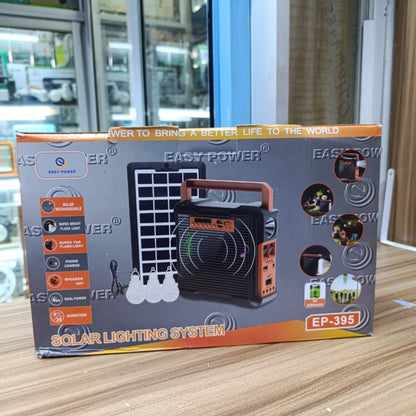 EP- 395 Solar System with 3 Bulbs, Radio, and Bluetooth Speaker