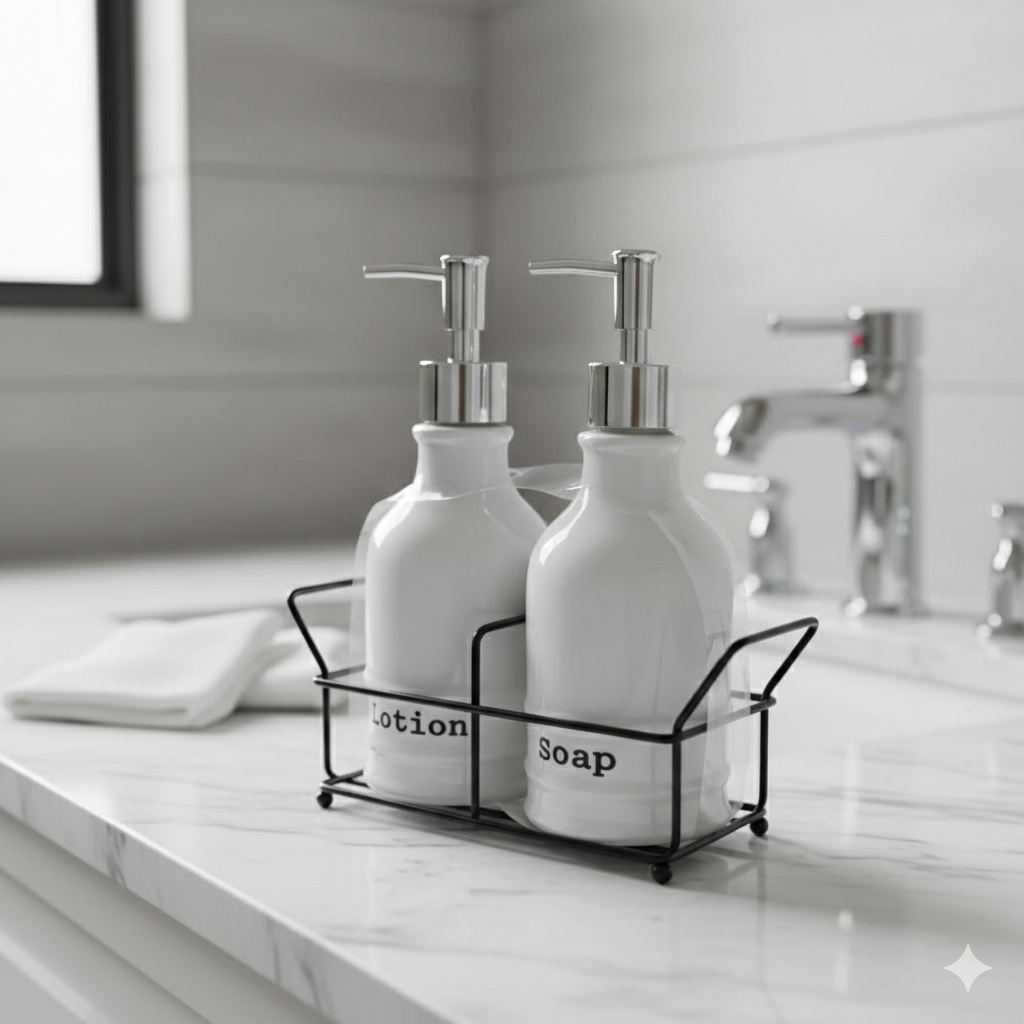 Soap and lotion dispenser set