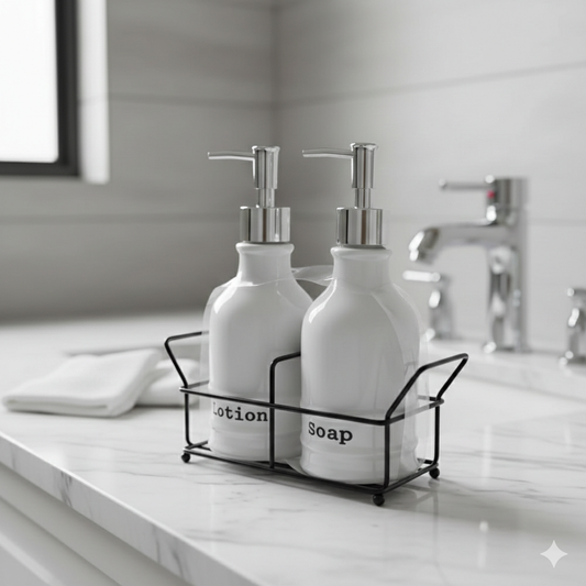 Soap and lotion dispenser set