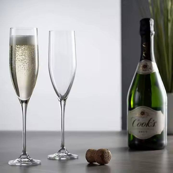 Set of 6 Clear Glass Champagne Goblets