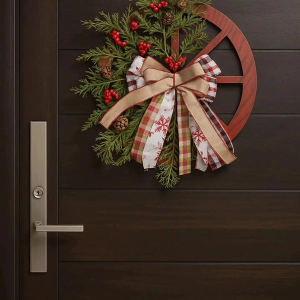 Rustic Christmas Wheel Door Wreath Garland Gha