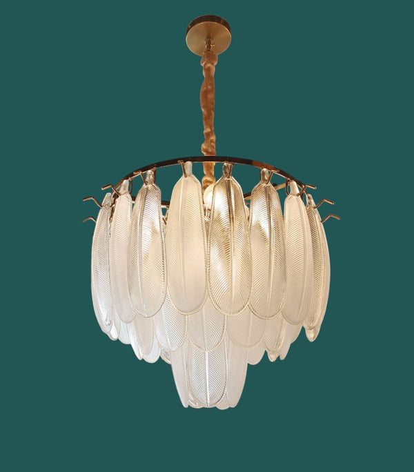 Multi-tier Glass Feather Chandelier