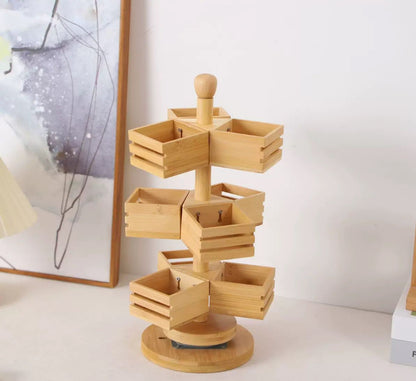 3 Tier Rotating Bamboo Tea Bag Organizer Gha