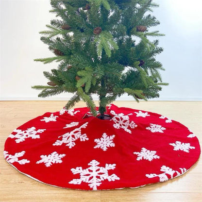 RED SNOWFLAKE CHRISTMAS TREE SKIRT 90cm