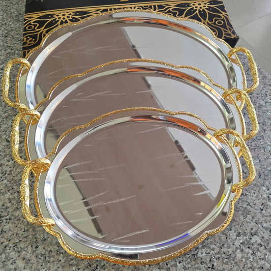 3pc serving stainless steel serving trays