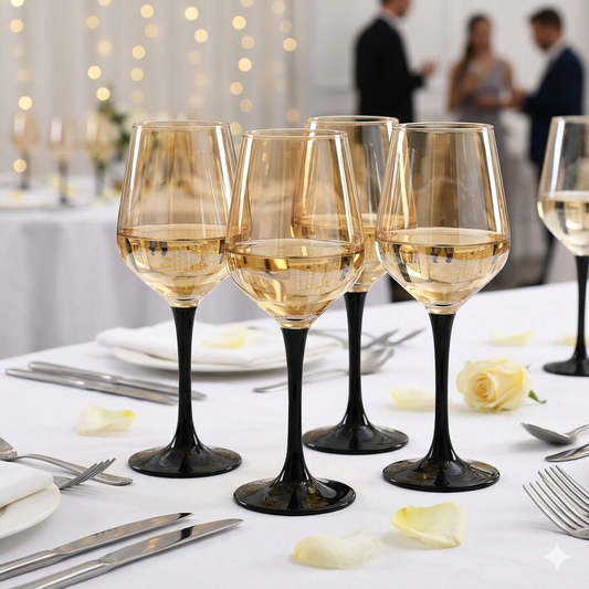 6Pc Gold Wine Glasses 