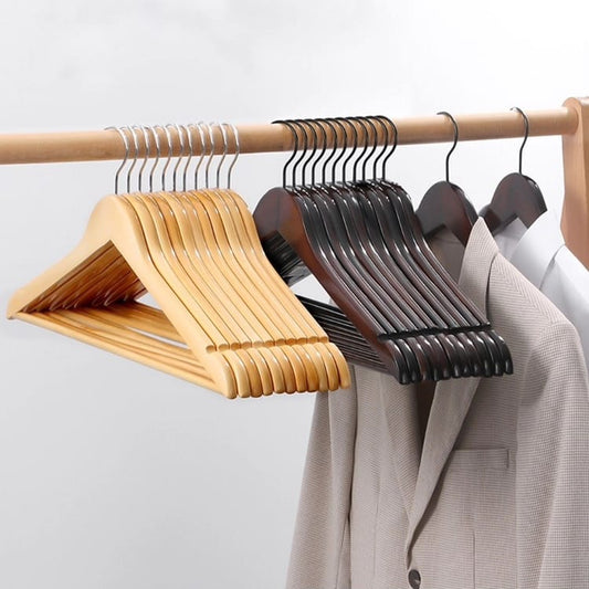 10pc Nonslip wooden clothes hangers 