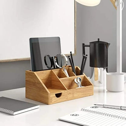 Wooden Bamboo Desk Organizer