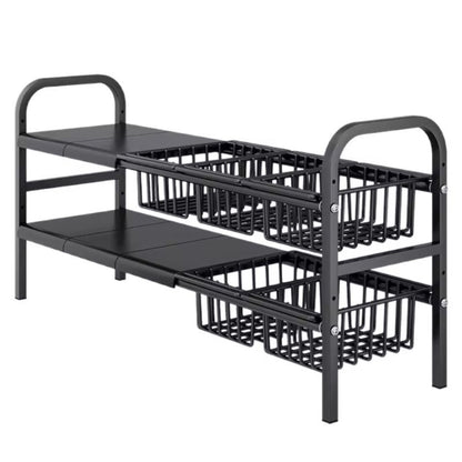 Expandable Under Sink Organizer with Five Storage Baskets