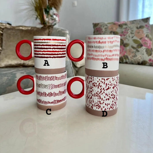 6pcs printed porcelain ceramic mugs