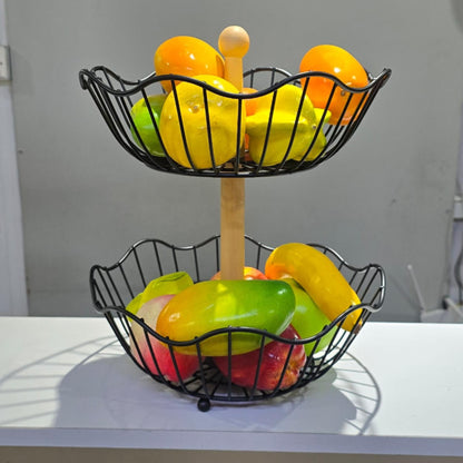 2 Layer Metallic fruit rack