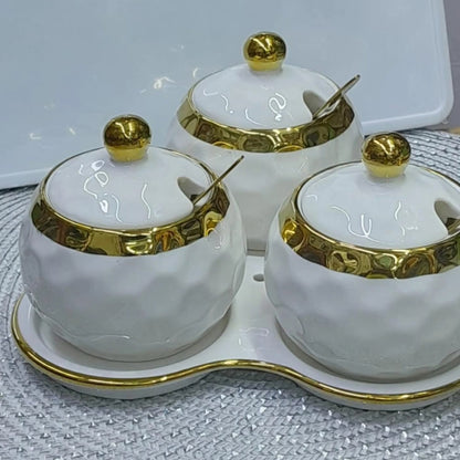 3 in1 sugar canisters with triangle shape stand