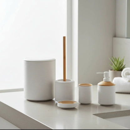 Six-piece bathroom accessory set