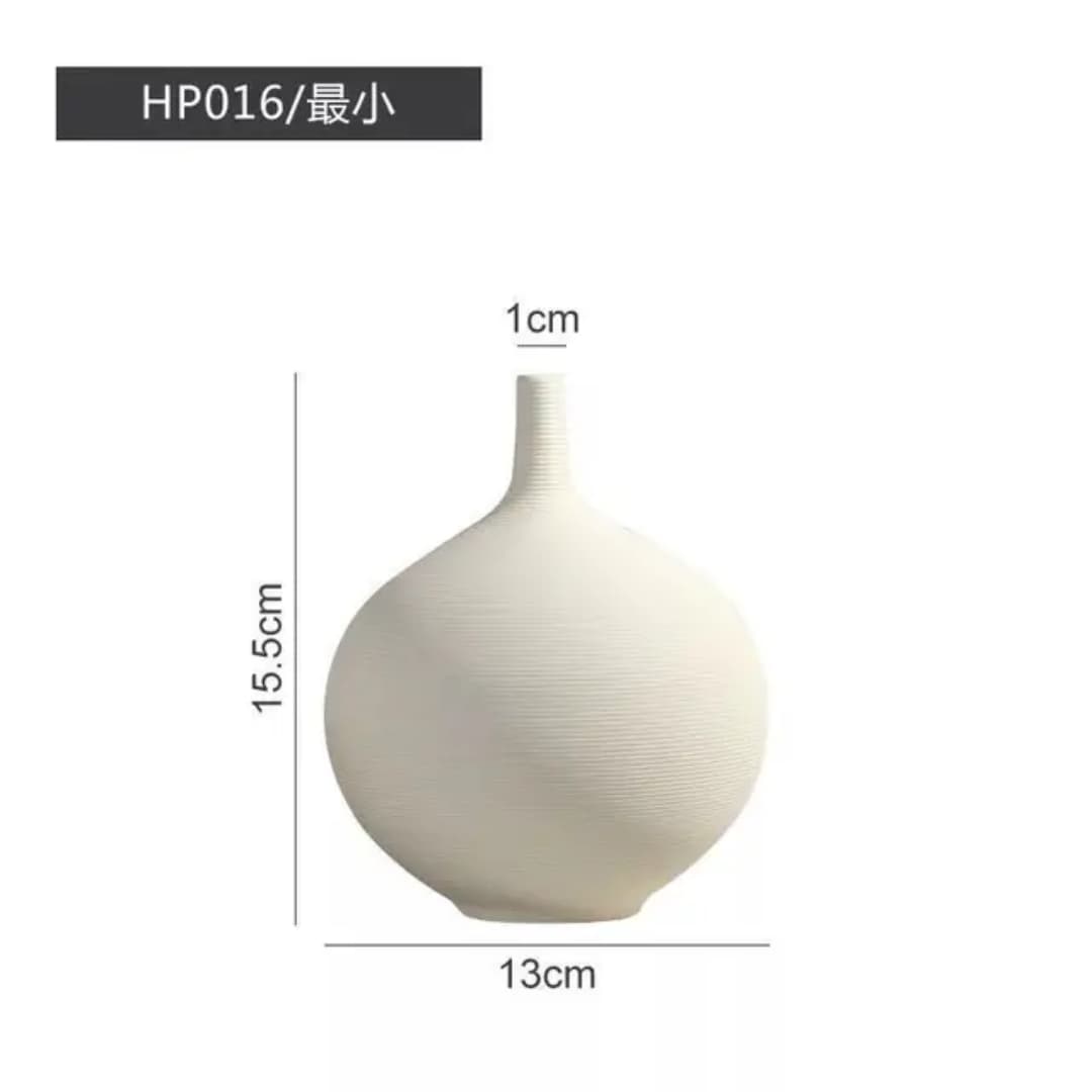 Round white flower vase