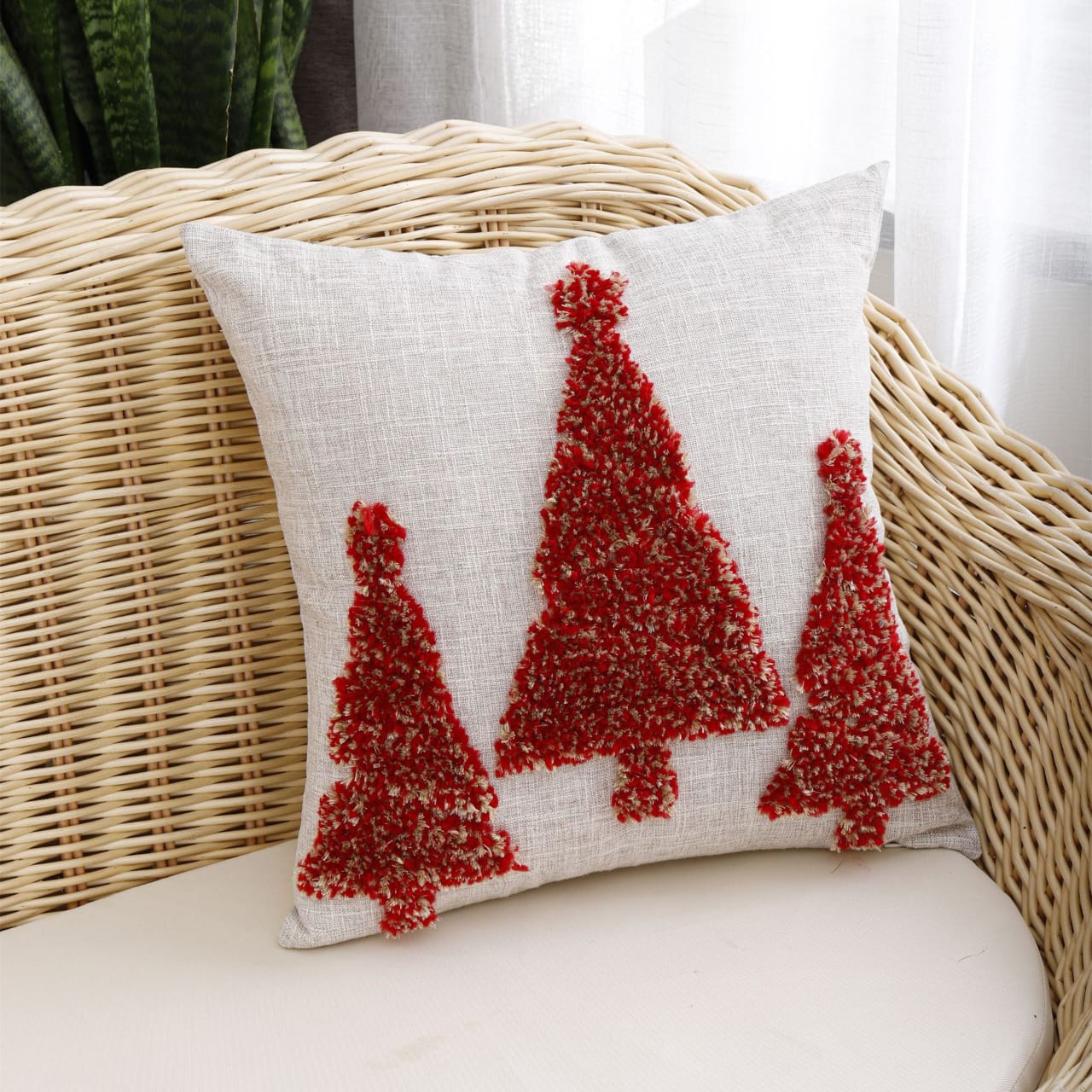 Christmas Tufted Cushion Cover Linen
