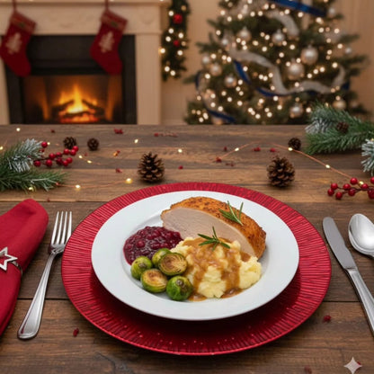 Set of 6  Red Christmas Dinner Charger Plates