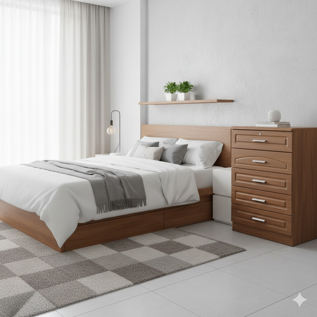 5 Tier Wooden Chest of Drawers