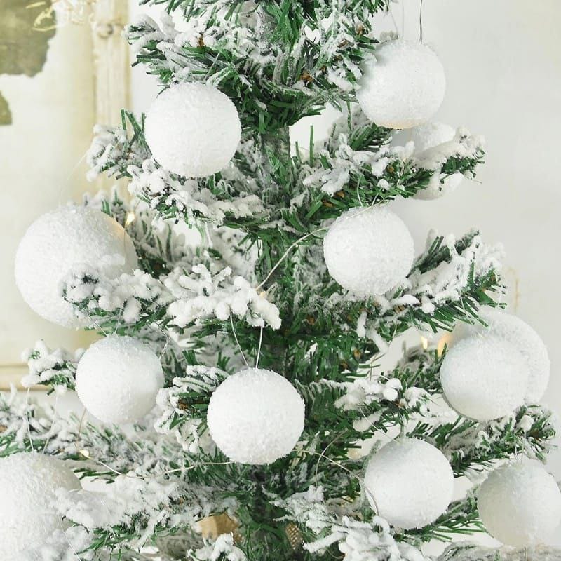 6pc  White Christmas decor balls