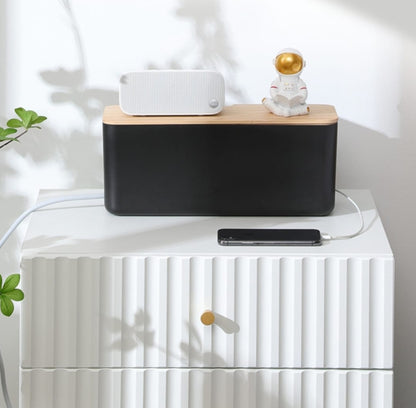 Cable Storage Box with Bamboo Lid