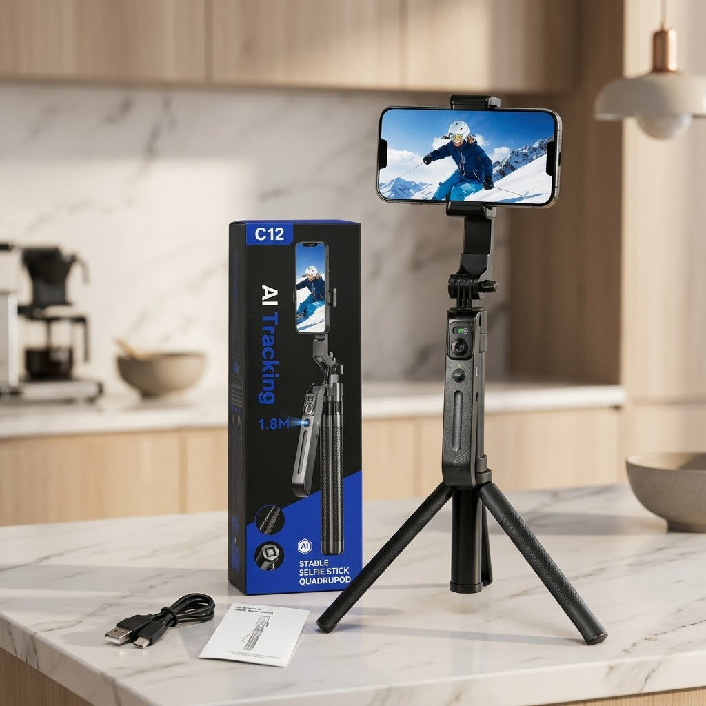 C12 AI Tracking Selfie Stick and Tripod Stand