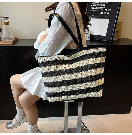 Women Handmade Bohemian Striped Tote Handbag