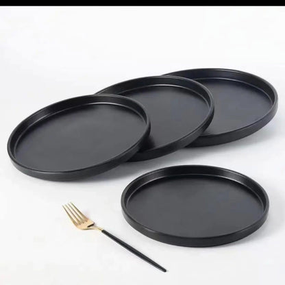 6pcs black ceramic plates