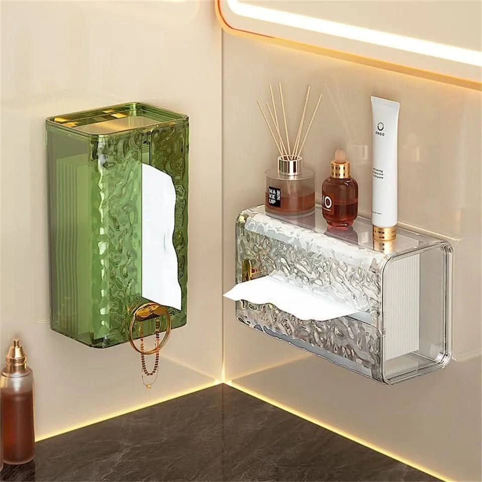 Wall mounted acrylic tissue box