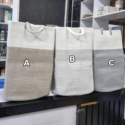 Rectangular Non Woven Cotton Rope Laundry Basket