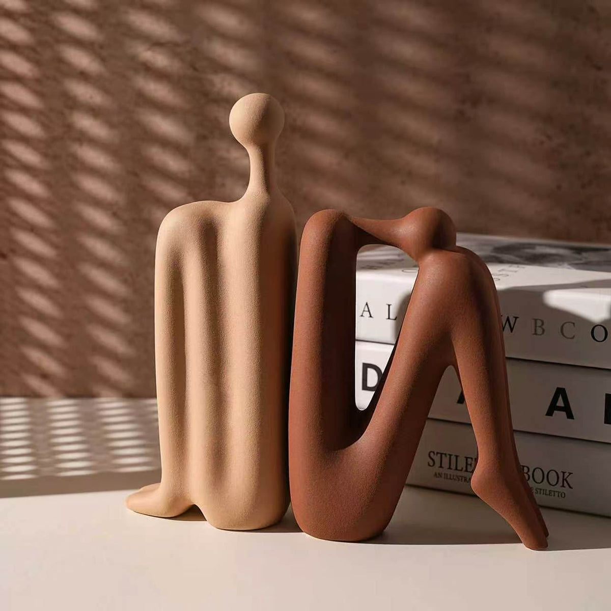 Abstract Sitting Man Ceramic Bookends Set