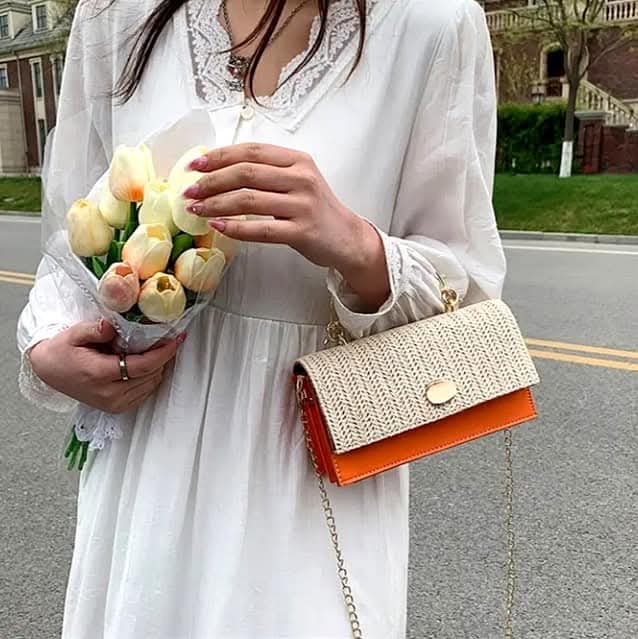 Straw plaited ladies crossbody bag small handbag