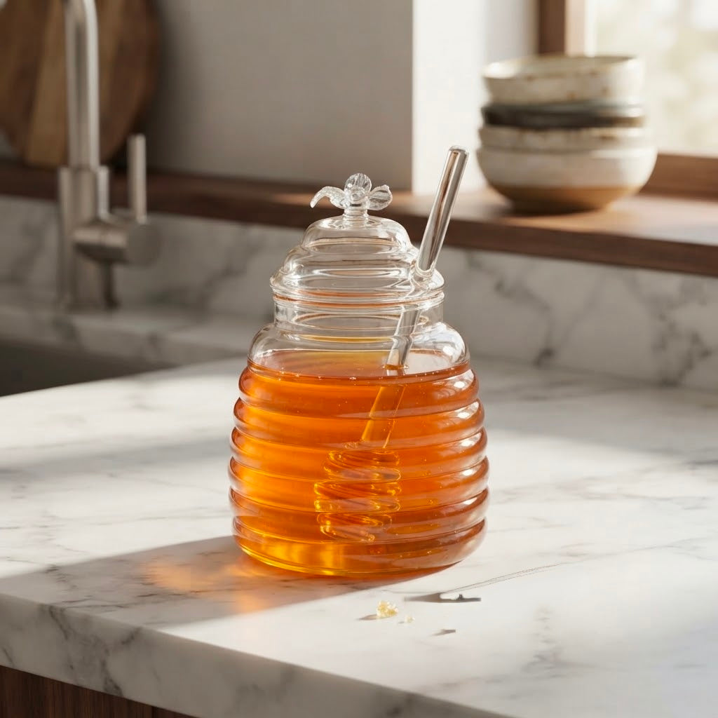 350Ml Glass Honey Dispenser