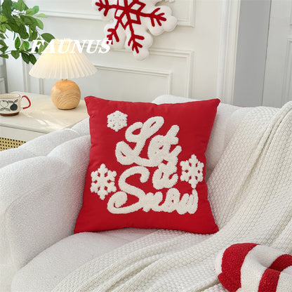 Christmas Tree Snowflake Embroidery Pillow Cover 45x45cm