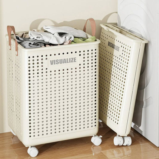 Foldable laundry basket with wheels