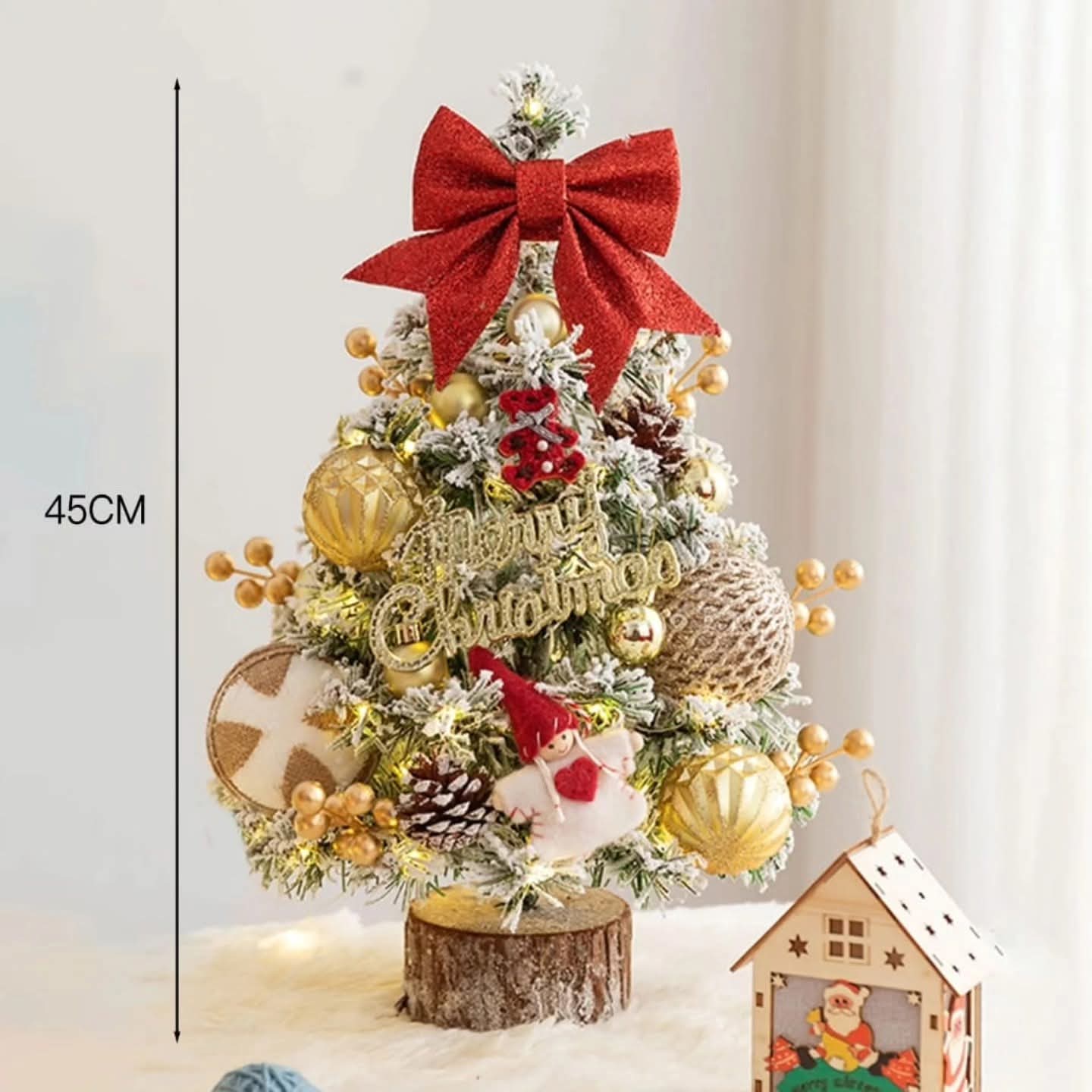 Festive Decorated Tabletop Christmas Tree With Lights