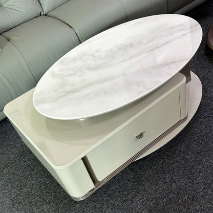 Oval  Coffee Table with Storage