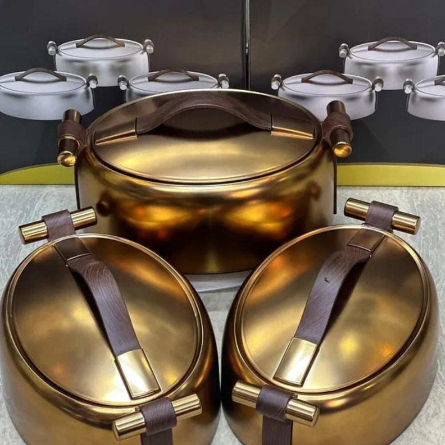 3Pcs Oval Insulated Food Warmer Set