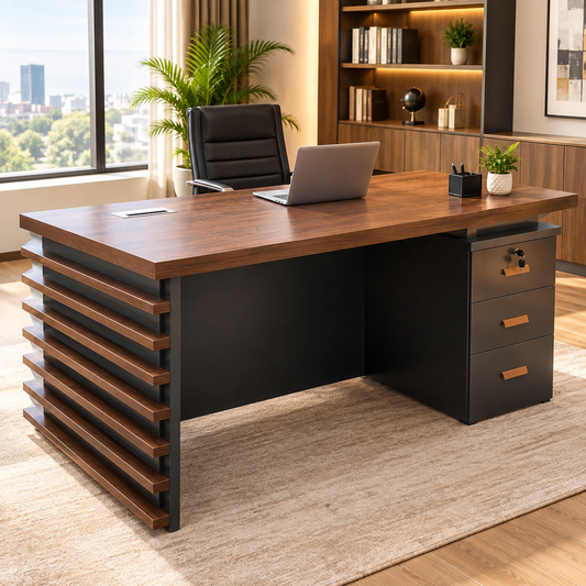 Executive Wooden Office Desk With Drawers