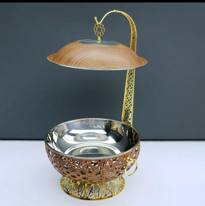 Round chafing dish with transparent lid