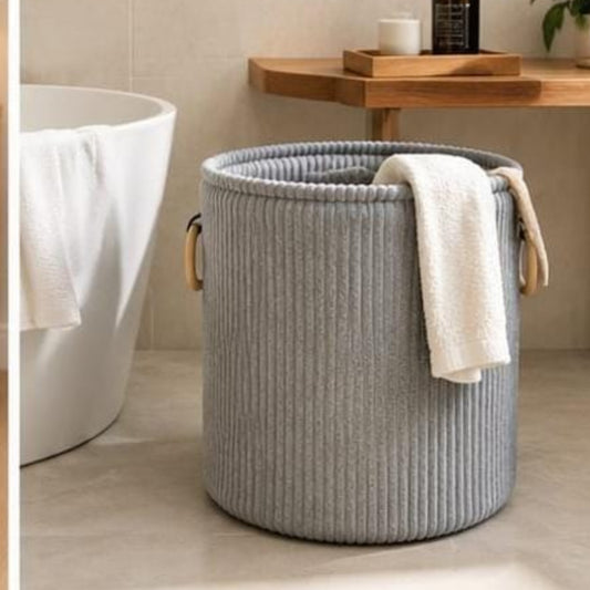 Velvet Corduroy Laundry Basket