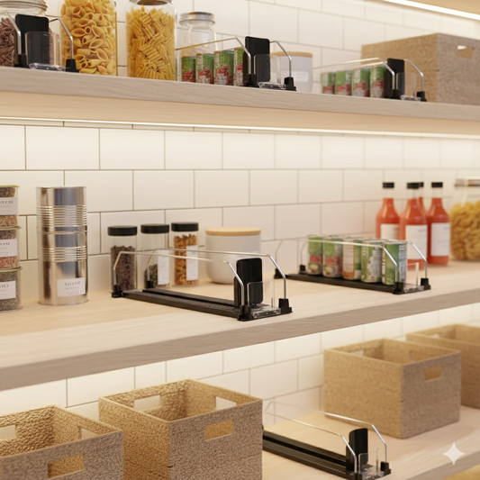 Adjustable Beverage Shelf Pusher and Display Case Propeller