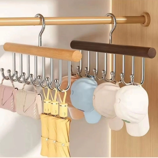 8 hook wooden plank multipurpose hanger