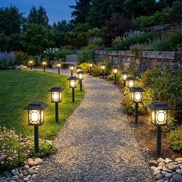 4Pcs 48cm Led Solar Pathway Garden Outdoor Pillar lights