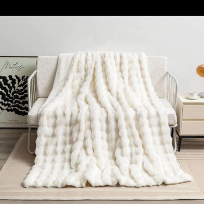 Double Sided Warm  Bubble Fleece Blanket
