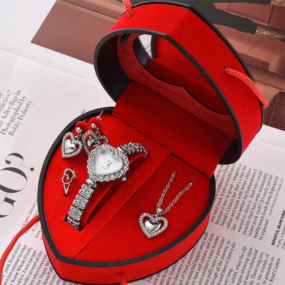 Heart  4 in 1 Women's Watch and Jewelry Gift Set