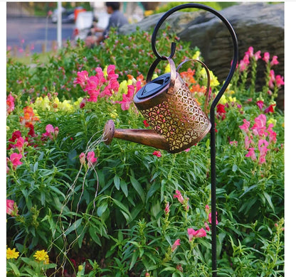 2 Piece Christmas Solar Watering Can Garden Lights  with Shepherd Hook