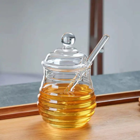 Glass honey dispenser